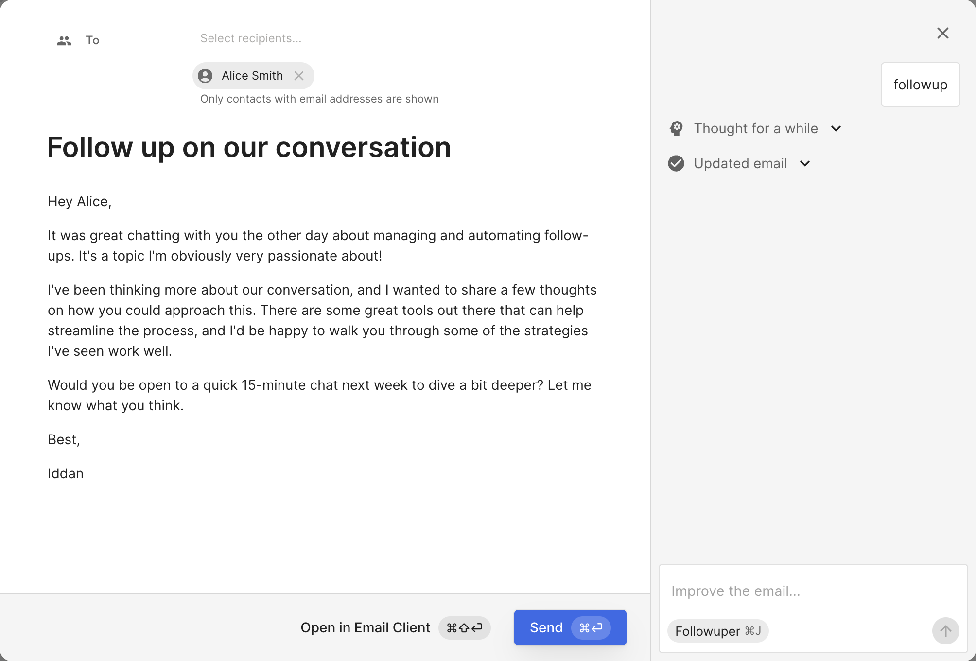 Followup screenshot
