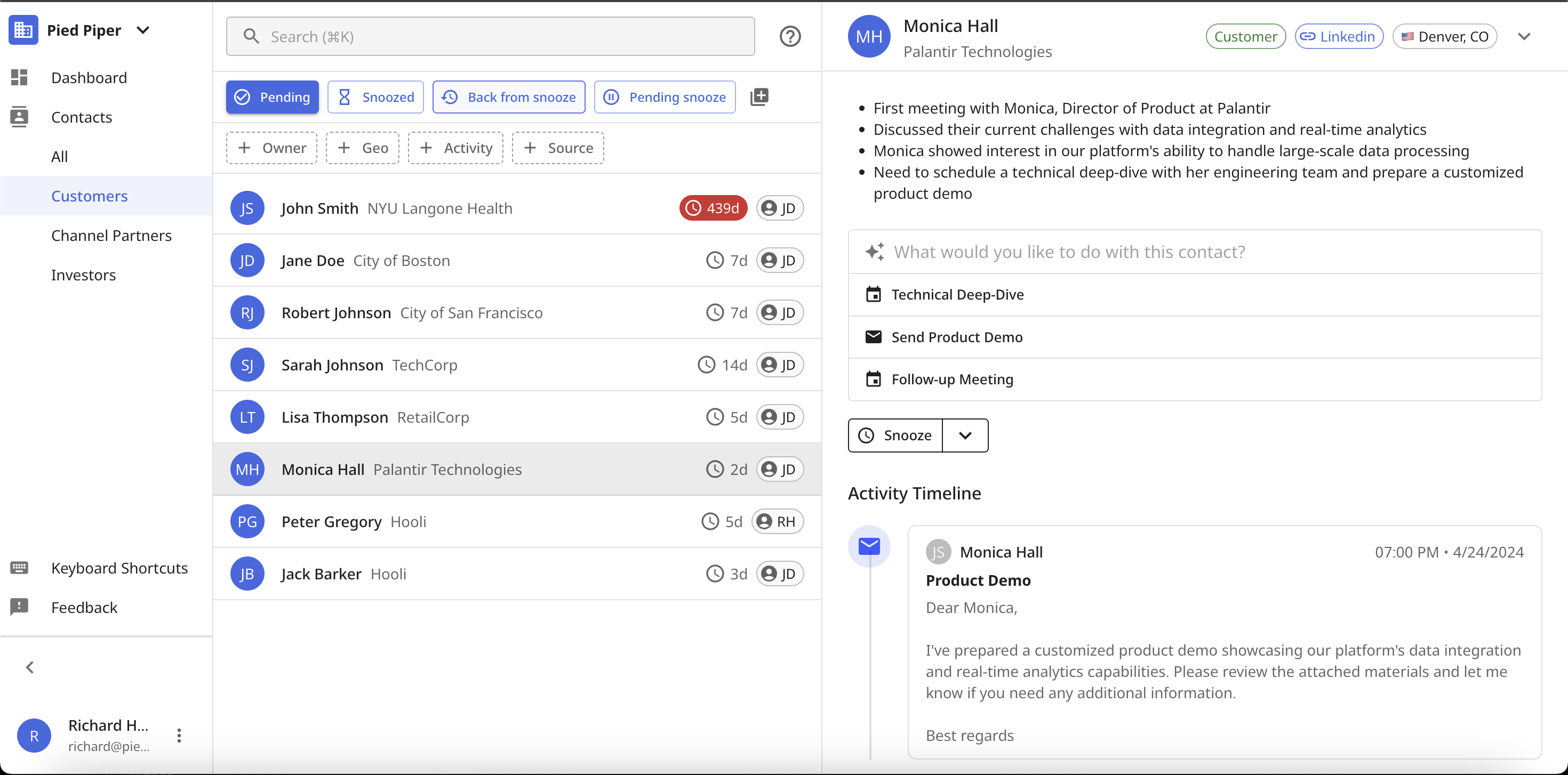 Closer Sales Workspace Interface